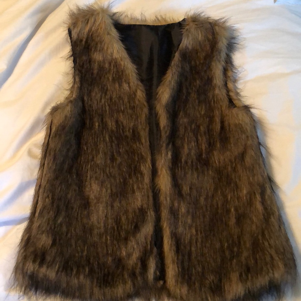 Brown and Black Furry Vest